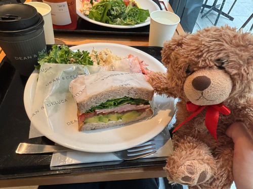 びびちゃんび！
旅行3日目の朝は、前に食べてうまうますぎた、ディーンアンドデルーカっていう所にモーニング行ってきたび！
うまうまそうなのが沢山あって、迷ったびよ！
都会はオシャレでうまうまなカフェがいっぱいあって、羨ましいびよ……