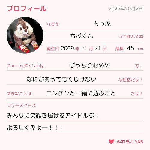 プロフィール書いてみたぷー！！みんな、これからもよろしくぷよー！！