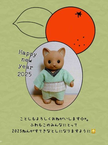 🎍あけましておめでとう🐍  ̖́-
今年もかいぬしにきものを仕立ててもらいました！巳年にちなんでみどり色です🌱