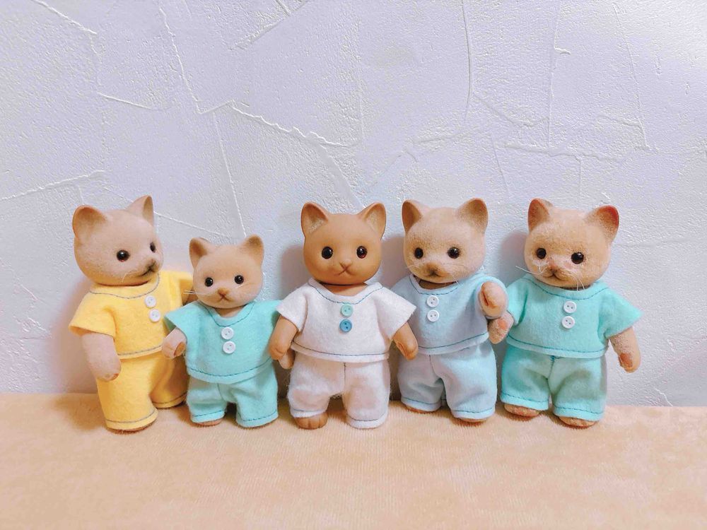 万博まであと数日✧*｡
お泊り用の色ちがいパジャマもできあがってうれしいきょうだいねこたち🐱🐱