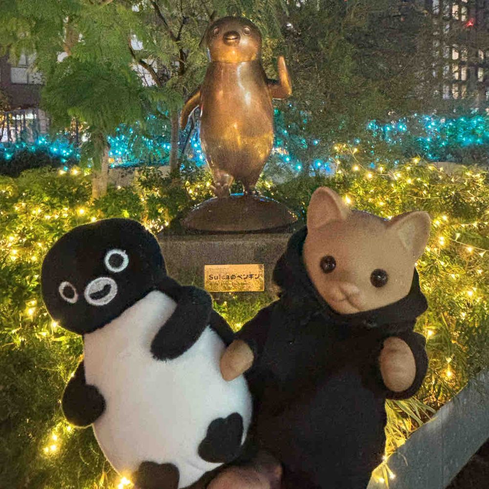 やっと。ペンギンといっしょにお出かけできた🐱🐧𓈒𓏸˖*𓐍
新宿のペンギン広場へ！イルミネーションきれいだったなぁ( ᵕᴗᵕ )✩⡱