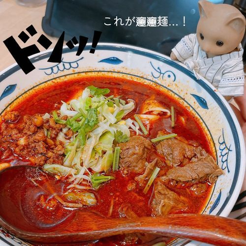 ねこりん、本格中華に出会う！
はじめての𰻞𰻞麺🍜✧*｡