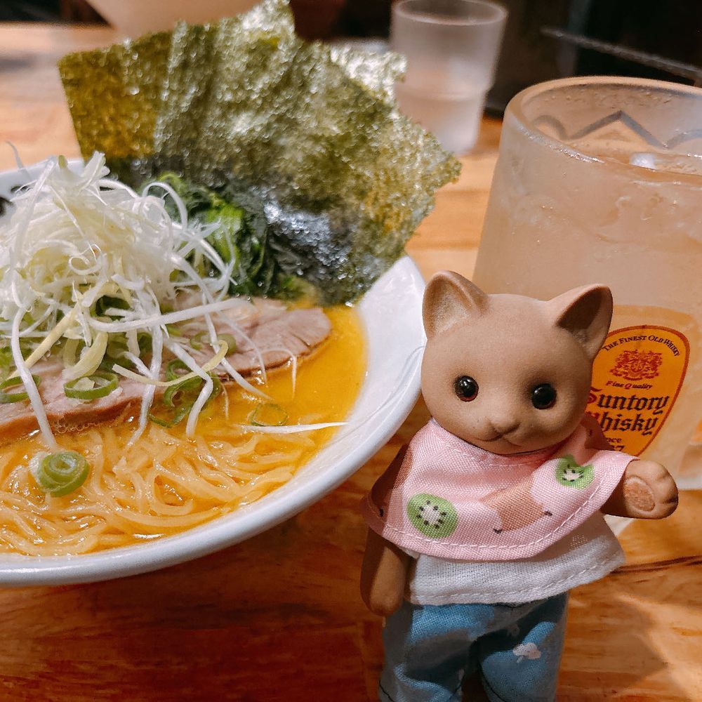 土曜勤務おわりの、至高のいっぱい🍜✧*｡
(心なしかねこりんの表情もおつかれモードだ…🐱)