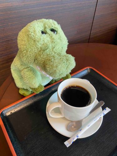 食後のコーヒーですよぉー☕️✨
みんなはホットとアイスどっちが好きですかぁー🐊？