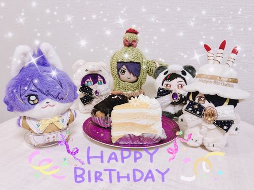 人間「忍たちwith誕生日が近いマヨイと鉄虎でお誕生日パーティー🎂だよ！」

いつしの「にんににににににんにござる！（お祝いありがとうでござる！）」

てちぬい「ぬいぬぬぬぬぬぬんぬぬいぬぬぬぬッス！（俺たちも忍くんをお祝いするッス！）」

マヨぬい「ヒィッ！ヒィ〜！（お頭ぁあああ！お誕生日おめでとうございますぅうううう〜！）」