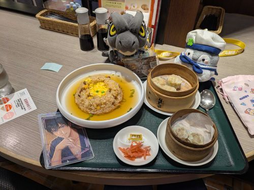 夜ごはんは、東京駅内の崎陽軒でスープチャーハンとえびシュウマイを頂いたよ😋