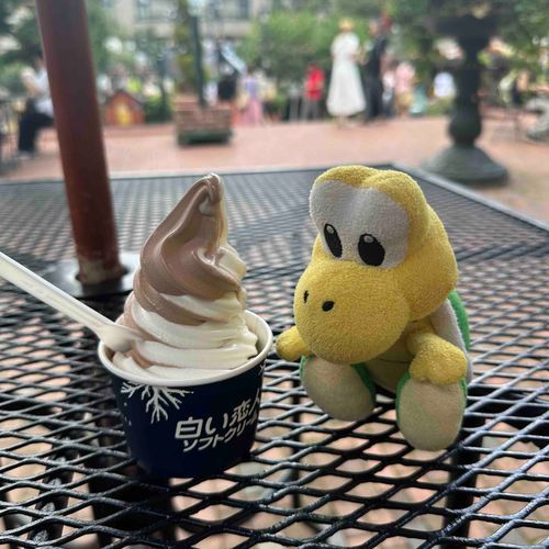 夏休みに北海道に行ったときの写真ノコ！
美味しかったノコ〜🍦
ノコちの体くらいの大きさのソフトクリームおなかいっぱいになったノコ😋
