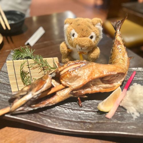 しまちゃんの今日の夜ご飯は鯖の炉端焼きだよ〜！