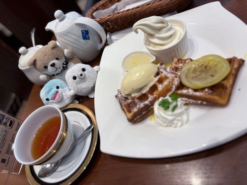 今日はあきた殿とM&C caféで檸檬ワッフルを楽しみました。

紅茶の残量管理は僕らに任せて✨

あきた殿と友達殿はのんびり電車を見て本を読んでいました。