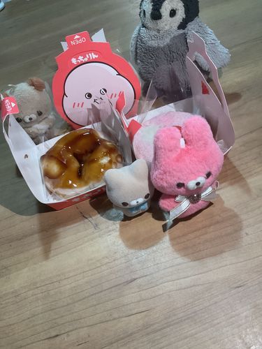 もっちゅりん！
主のお姉ちゃんが買ってきてくれたんだって!!
ドーナツの色が似てる子で撮ってみたよ〜!!
