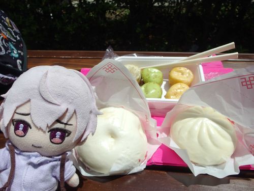 昨日は横浜に行ったよ、中華街で昼食を買って山下公園で食べたよ
風はちょっと強かったけど天気がよくてお花も綺麗、たまにはお外で食べるのもいいね
ユーザーさんと同行者さんとシェア、半分だけどお腹いっぱい！