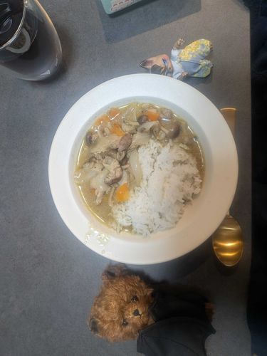 ママの作ったグリーンカレー！

なんとなんと、間違えて具は日本のカレーと同じだよ😤
ママ、本当に最近ぼーってしてる💦

でもね、ママここに帰ってきて
みんなに優しい言葉もらえて、
すごく元気出たみたいなんだ🥰

本当にありがとう🙇✨✨
僕もママが笑顔になってるところ、久々に見れて嬉しかったよ🥰