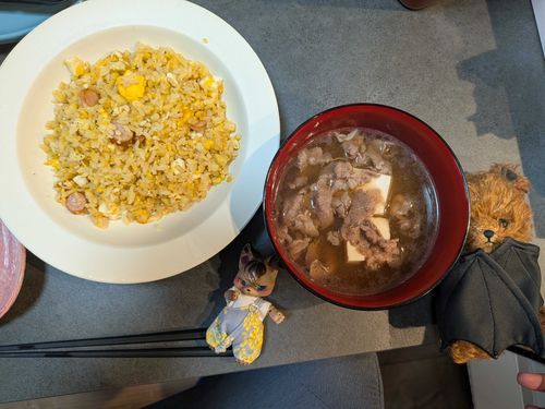 🌹今日はパパが肉吸いとチャーハン作ってくれたよ！

今日はね、ママ仕事大変だった、って。僕はお留守番でついていけなかったんだけど。
僕のママ、接客してて、話聞いてくれないお客さんがいて興奮しちゃったみたい。途中で薬飲むこともできないから、苦しかったけど、なんとか乗り切ったって。声が大きくなっちゃったりしちゃったから、クレーム来ないといいな…ってちょっと落ち込んでるんだ。

最近、ママ元気な日が少なくて、パパにも心配されてて、僕も心配。