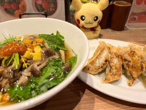 ヴィーガンのラーメン屋さんに行ったピカ（ヘルシーだからカロリーゼロなんだって）