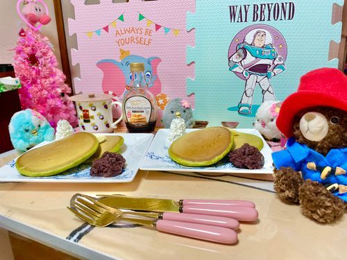 抹茶パンケーキやけたよ😋❤️
台風やんだみたい晴れてきた☀️
