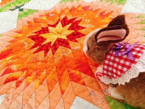 パッチワーク作品を見せてもらったの。全部手縫いなんですって、すごいわ。