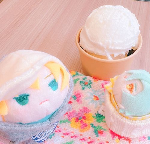 あちのゃ！こひざとあいすたべにきたのゃ🍨とちゅうおみこしをみかけたのゃ。あついなかすごいのゃ🌞