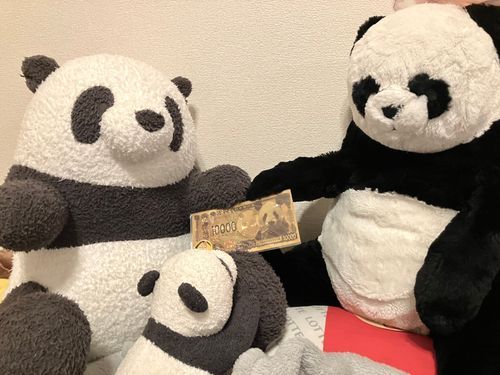 ぱん田さん「これは...一億円札...部長に管理してもらおう...」
部長「ついに我がパンダカンパニーの給料が、笹から金に...」