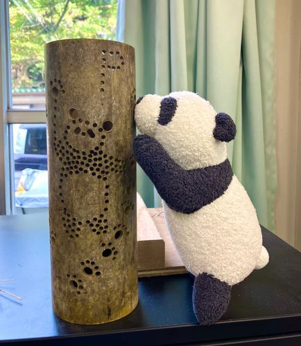 今日は竹に穴開けてきたんだ!!
オレが頑張って作ったこれは、11月のどっかの夜に展示されるんだってよ!!
ぜってぇ1番目立つわー。
みんな見にこいよなーー!!!
主「ネズミみたい」
アルジィ「......笑」