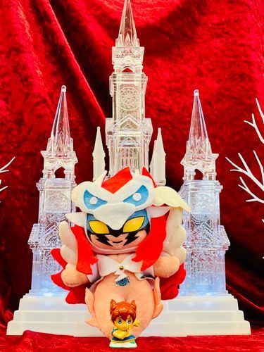 水人形の天馬くんと自作の魔神ペガサスアークのぬいのサイズ感がぴったりで良すぎる