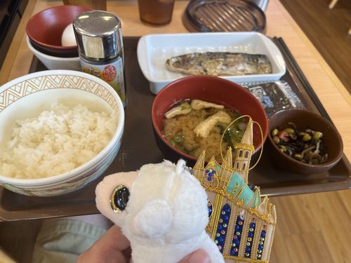 すきやでさばたまかけちょうしょくをたべたのさ。
さばでごはんをたべのりでごはんをたべさいごにたまごかけごはんにするとさいこうなのですわ。