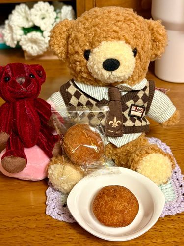 今日のおやつは
あんドーナツだそうだよ
食べ応えもあるのに
あんこは意外とさっぱりで
とっても美味しいよ！
