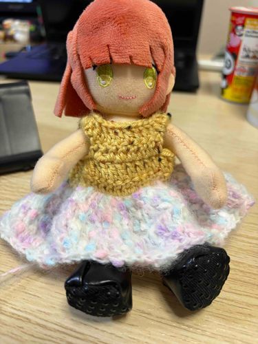 新しくお迎えした春ちゃん🎶
お洋服がないのでワンピース編みました👗