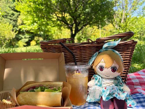 ピクニックしてきちゃった♡
ぽかぽかだけど、こかげはすずしくてきもちよかった〜
ごはんもおしゃれなサンドイッチのセットでかわいかった！
またいきたいな♡