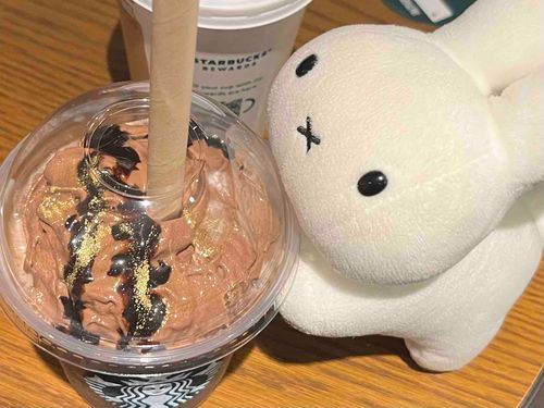見て〜スタバの限定だよ〜
色んなところでバレンタインに向けてチョコレートが売られ始めたね🍫
濃厚なチョコのフラペチーノすごく美味しかったよ！うさぽこは上に乗ってるキラキラに興味津々だった(・×・)