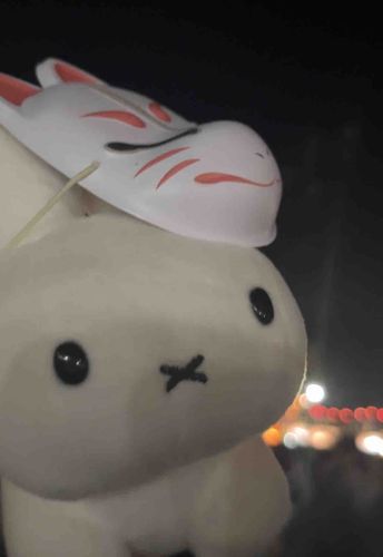 こないだの祝日にうさぽこと花火大会に行ってきたよ🎇
お面をつけてうきうき🎶