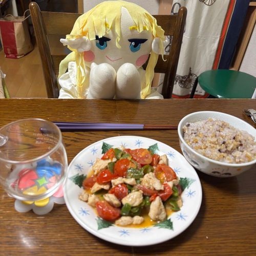 みーちゃんが、ご飯を作ったのだ。
いただきます💕なのだ。