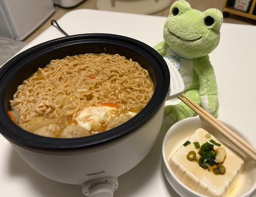今日の夕ご飯(味噌ラーメン)
家主は卓上電気鍋を使ったごはんにハマっているらしい