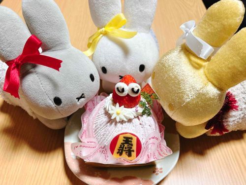 「つよいおにいさんがおやつにたべたケーキなのー」
「かわいいのー」
「かわいいだけじゃなくておいしかったのー」