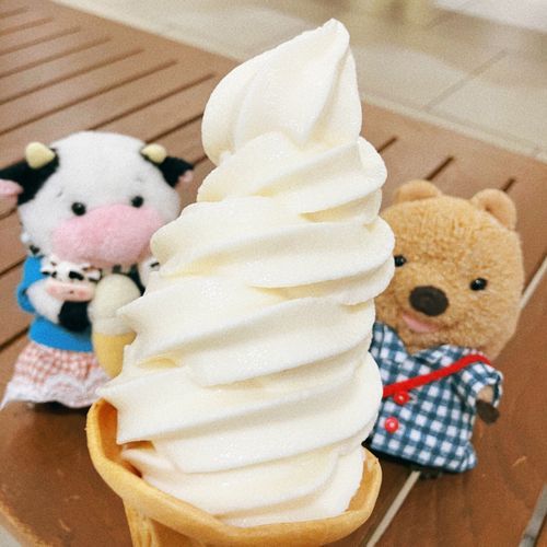 そふとくりーむ うってる ふぁみまが あるときいて たべにいってきたワラビーよ🍦でっかいけど うちの おかあちゃんに かかれば あっというまワラビーよ✌️