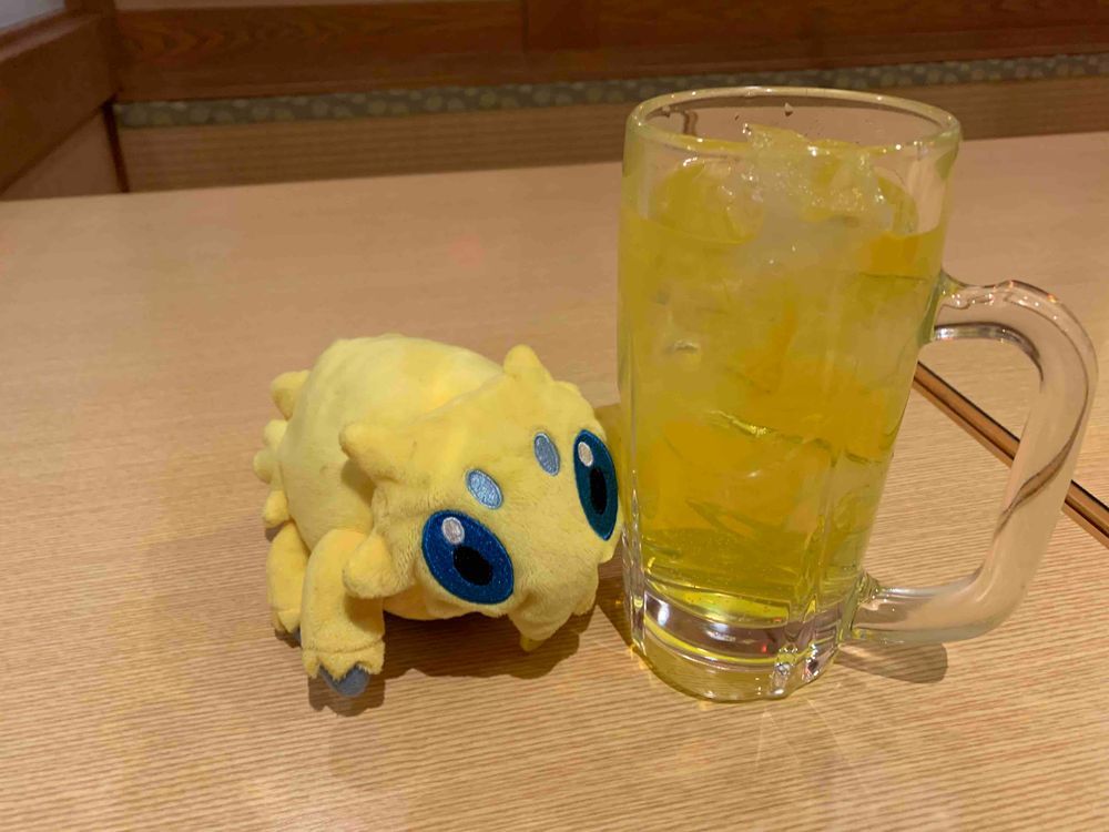 おんせんいったよ〜！てんどんサクサクでおいしすぎたしあいがものロースもおいしかった〜！おひるねもしちゃった……😴さいごはデカポでしめました、おそろいのきいろ！