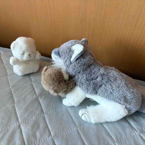 ちびおとおおくんは　すっかりなかよしだ！いつもこうやって　くっついてるぞ！
ちびも　マネしてみたぞ！でも　いずいな！
やっぱり　うえにのるのが　いちばんだな！