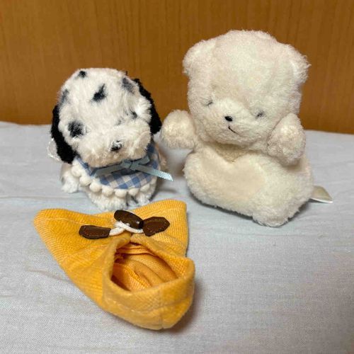 明日からお出かけだから着替えるよ🐶秋らしくコートを着ていくんだ✨
え❓ちびは裸でいくの❓相変わらず元気だね🤭
ちあたち用ケースに入って準備万端❣️あとはけあに抱っこしてもらうのみだね✨
