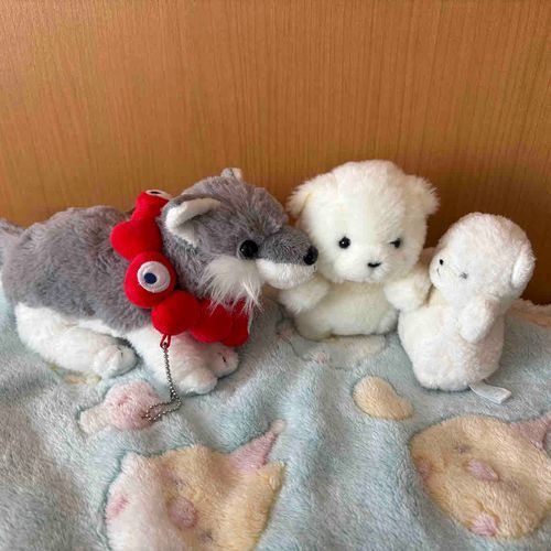 タイヘンだ！でかが　ぐあいわるそうにしてるぞ！
ちびのエビフライのふくを　おふとんにつかってくれ！おおくんも　くびわをかしてくれたぞ！
あとは　みんなでいっしょにねるぞ！ねればよくなる！かんびょうは　まかせてくれ！
