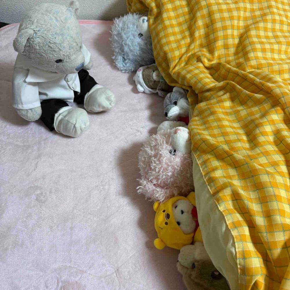 おやが仕事行って体調悪化させて帰ってきたから、ふわもこの家族たちが添い寝にきてくれたよ。
あれ？これだとおやが入るスペースがない…？