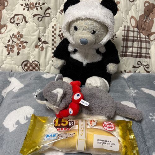クリーム増量まるごとバナナがあったから買ってみたよ。おおくんは大きさ比べしてたみたい。
カロリー爆弾だから1日に半分しか食べさせてもらえなかったよ。
おおくんはけあの尻尾が気になるみたい。
ああっ、またフード取られた。パンダのフリはやめてって怒られたよ。おおくんは手厳しい。