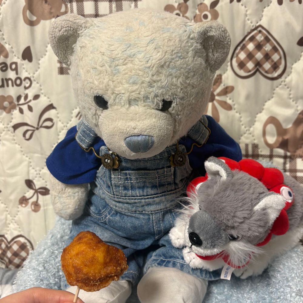実は先月食べてた夢のMIXからあげくん。これ好きなんだ。
おおくんがけあの上から動かない！ってゴネてなかなか食べれなかったよ。
でも目の前に出たら獣モード。おおくんも結局食べるんだね。