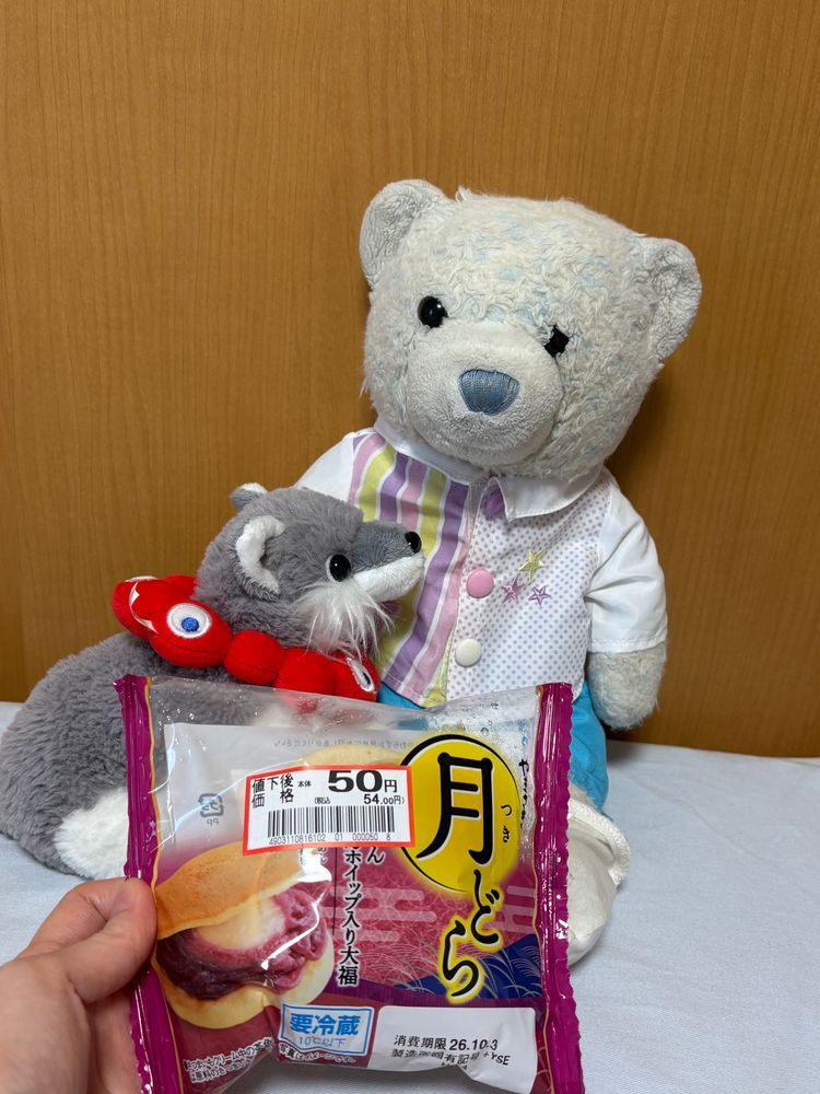 冷蔵庫警察、けあです。
連日でクレープ、フルーツ杏仁、どら焼きを見つけました。全部没収です。
3枚目のどら焼きの安さにビックリしてたら、おおくんがやってきたよ。遊んでもらえると勘違いしてるみたいだね。