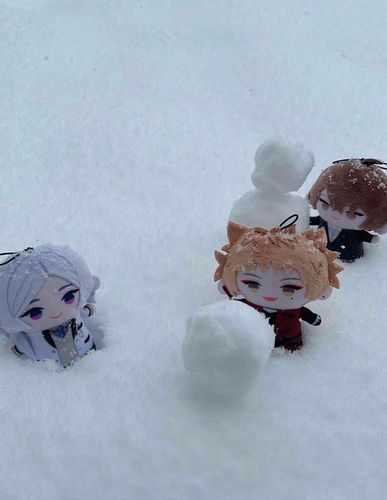 げんづきくん と はやとさん と いっしょに ゆきだるま をつくったっす！