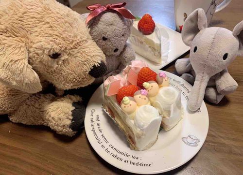 ゾウ君お皿に　お鼻のってますけど、楽しいひな祭り