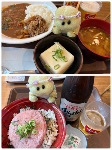 すき家メシ　してきた時のお写真でちゅ❣
ビールは欠かさないでちゅよ🍺🐢🤣🤣🤣