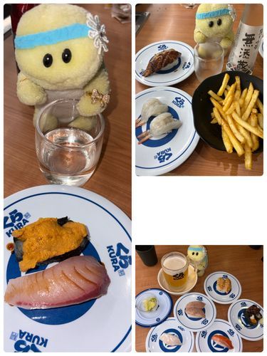 くら寿司がまだスヌーピーとのコラボやってるから　またまた行ってきまちた‼️
今回はびっくらポンは4回当たったのでちゅけど🎯
全部缶バッジでちた💧
そして合計金額3000円でひとつもらえるのはクリアファイル！なのに…全部なくなっててもらえずじまいでちた😭😭😭
お寿司は安定においちかったでちゅ🍣
もっちろん！ズッちゃんは生ビールに日本酒！行きまちたよ🍶🍺🐢💕