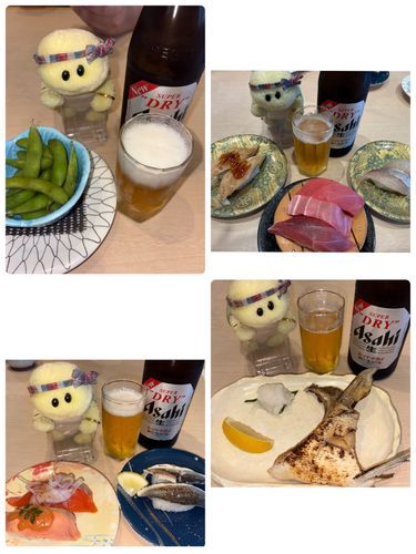 これは丸徳寿司ってお寿司屋さんでお寿司を食べた時のお写真でちゅ🍣
お写真がたくさんなので２回に分けて載せまちゅねっ🐢💕    丸徳寿司　1/2