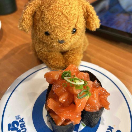 寿司は人間だけの食べ物じゃないワン
この店の魚全部食べるまで帰らないワン