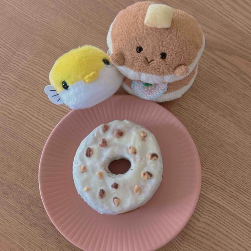ぱんやさんの どーなつ🥞🍩
ハリちゃんと いっしょにたべたよ🥞🐡