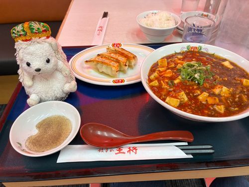 王将の今月の麺‼️麻婆拉麺だポヨ〜
麺と餃子でお腹いっぱいポヨ〜
